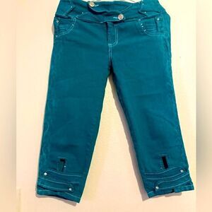 Capellini Women’s Turquoise Stretch Crop Pant Size 7